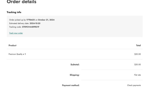 Tracking details in My Account