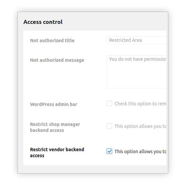 Restrict vendor backend access