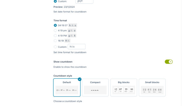 Customization - Countdown options