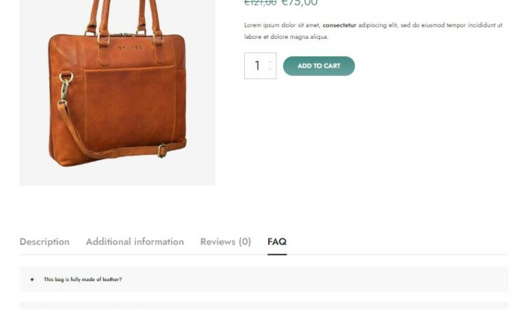 FAQ tab on product page