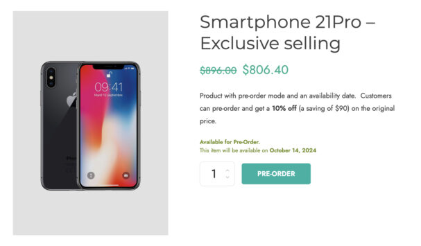 Product with availability date and discount