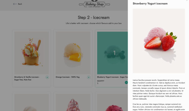 Subscription box with product quick view