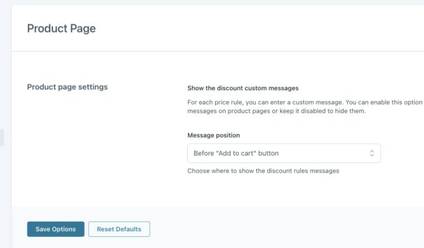 Settings - Product page