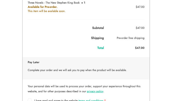 Pay later option in checkout