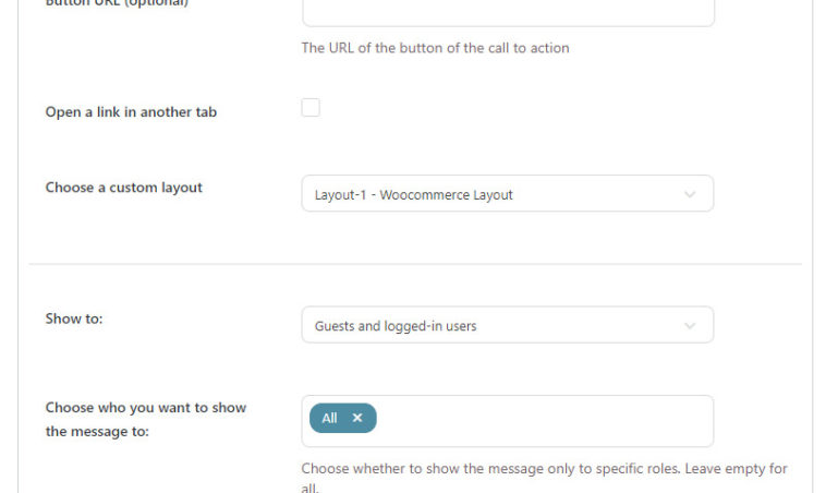New message settings - Products in cart (2/3)