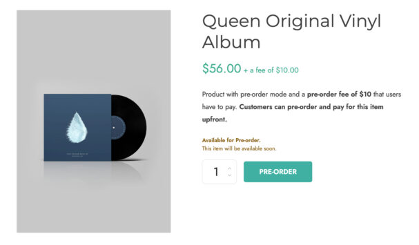 Pre-order product with fee