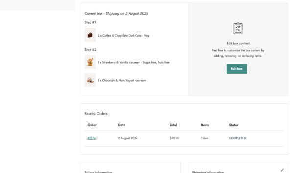 Subscription box in My account