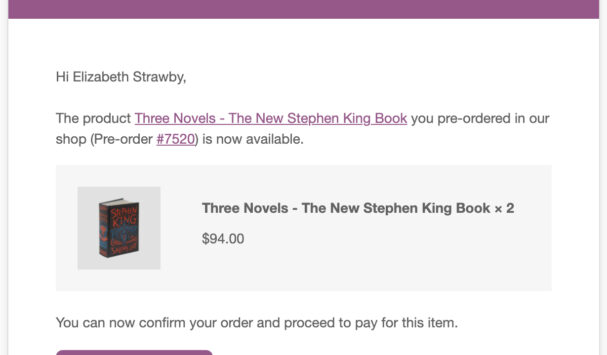 Email reminder with pay button