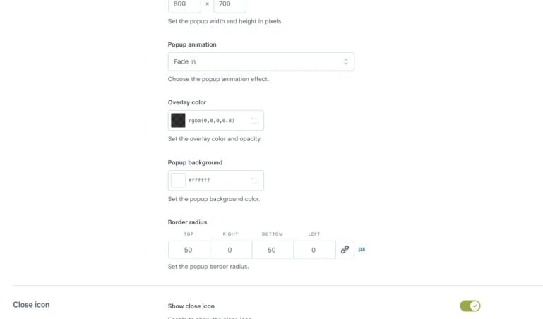 Customization - Popup design