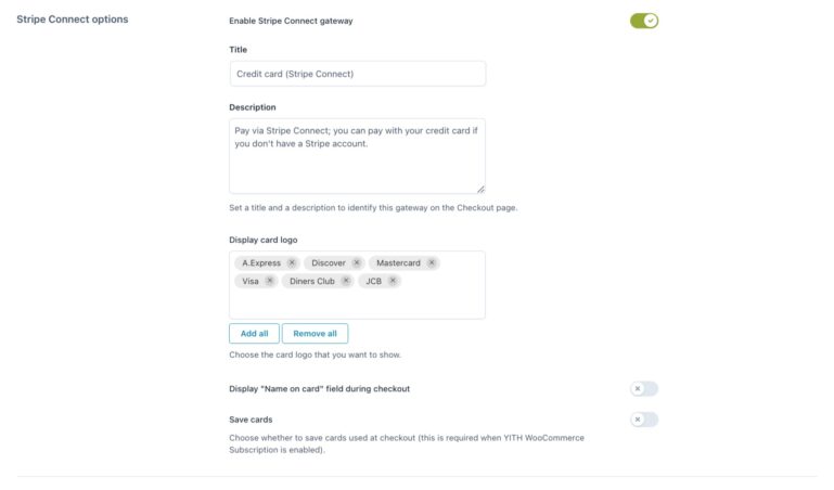 Stripe Connect options