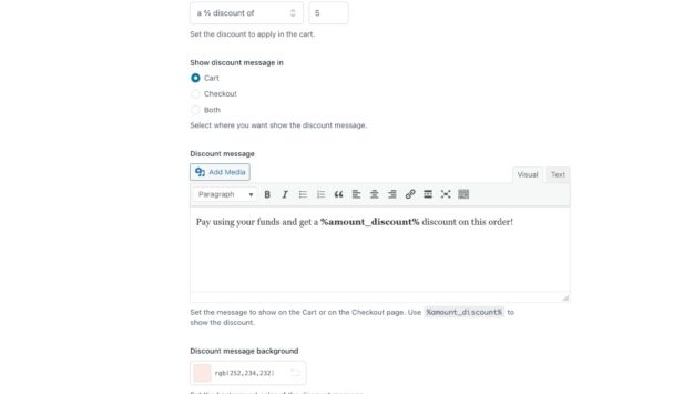 Using funds settings