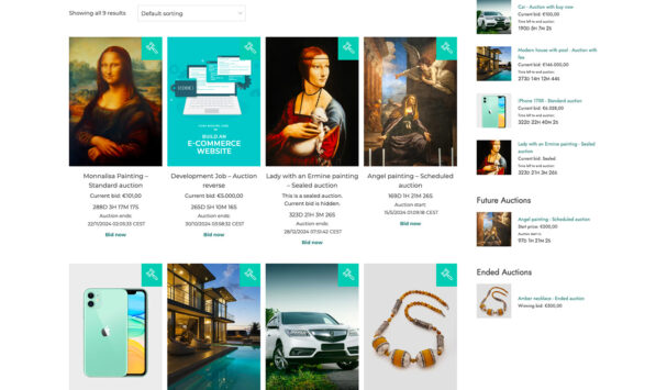 Auction blocks and widgets