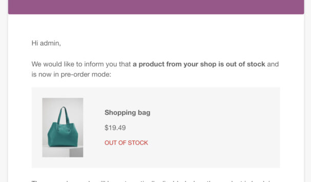 Out-of-stock product email