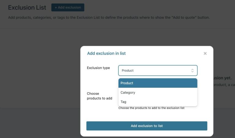 Add exclusion to list
