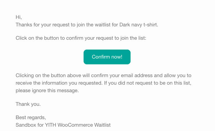 Customer email - confirm subscription
