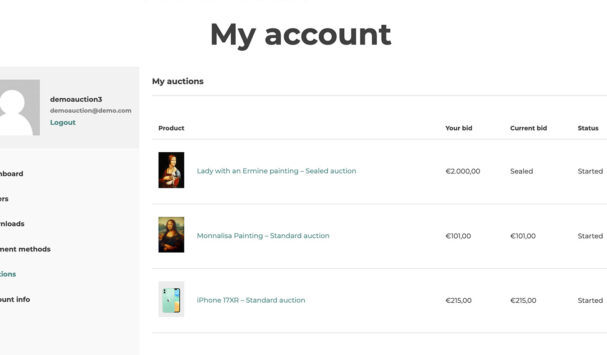 My account - My auctions