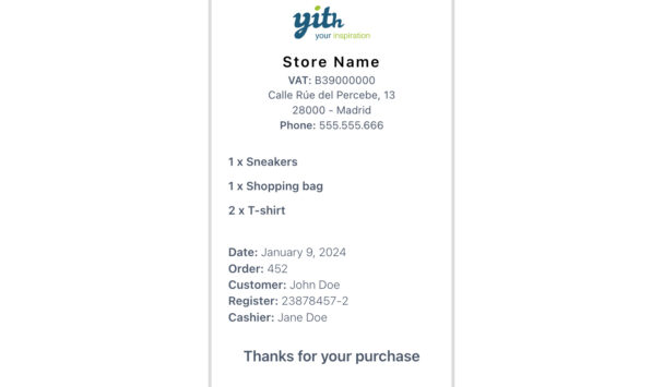 Gift receipt example