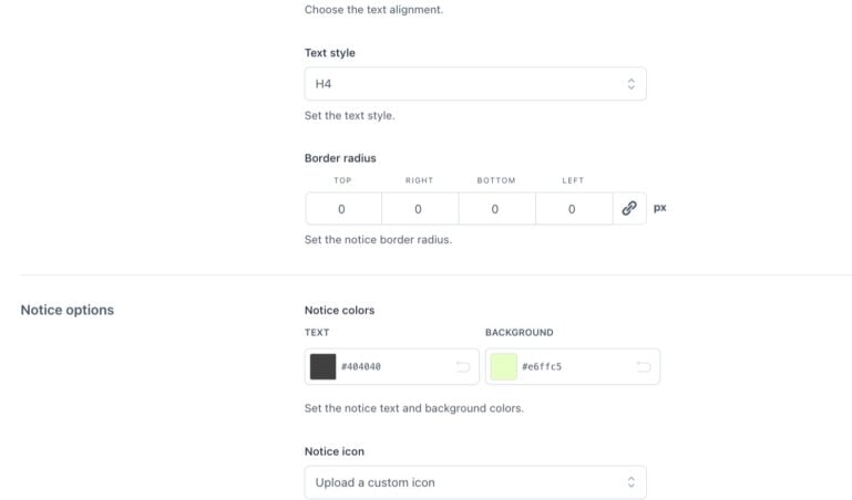 Customization - Added notice
