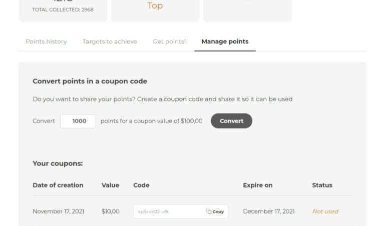 My account - Coupons