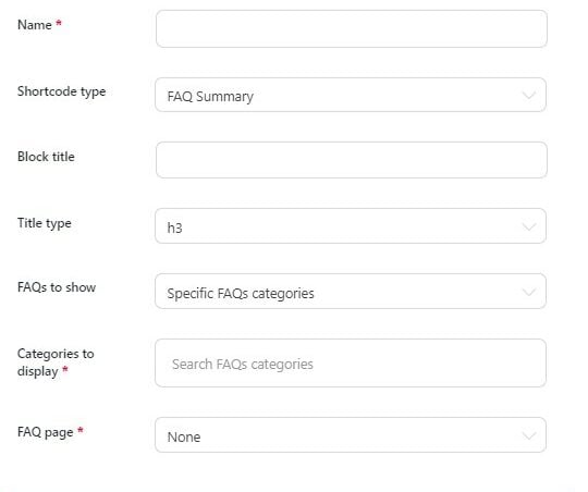 Shortcode creation - FAQ Summary