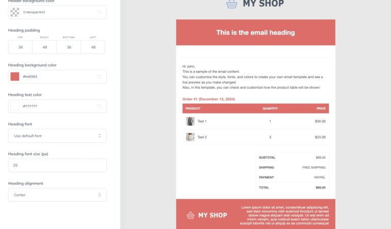 Template builder - Header