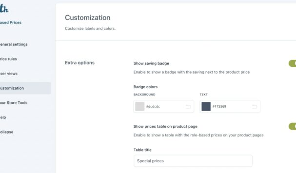 Custom extra options