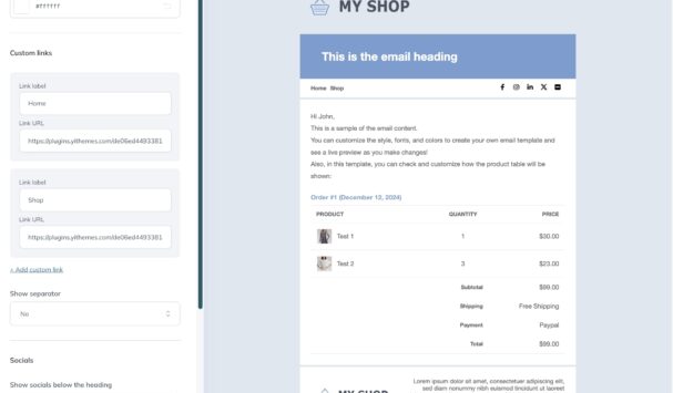 Template builder - Subheader