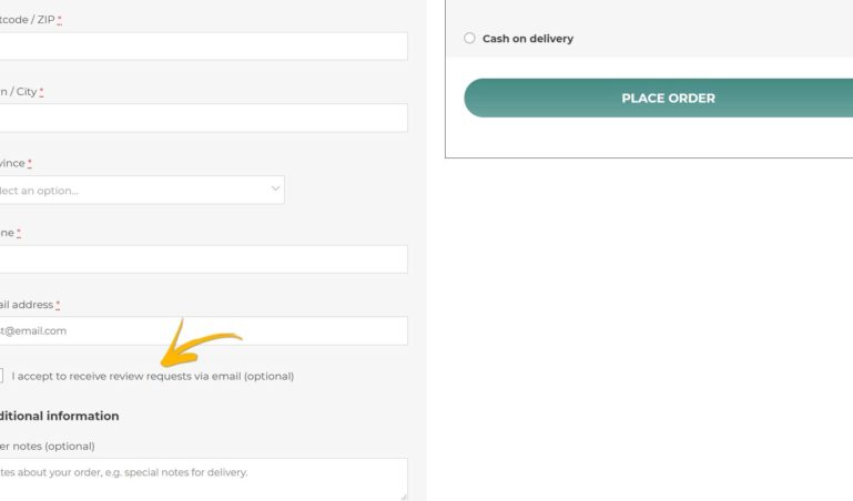 Checkbox in checkout