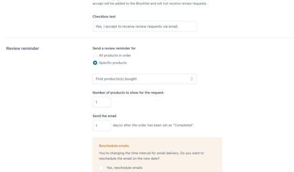 Review reminder module - General options