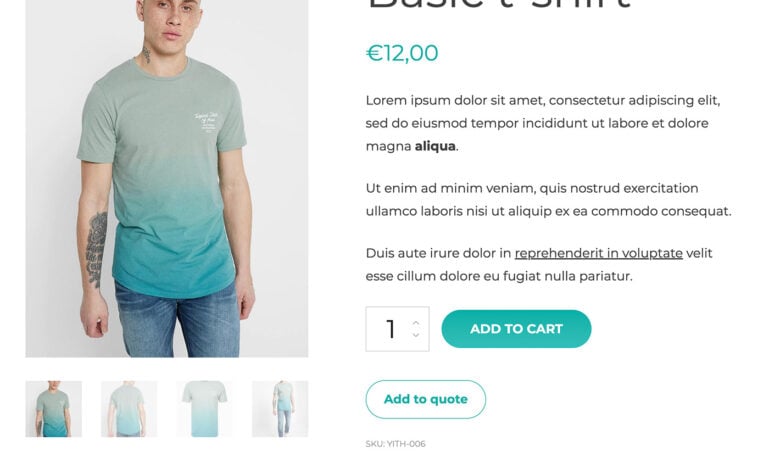 Add to quote button on product page