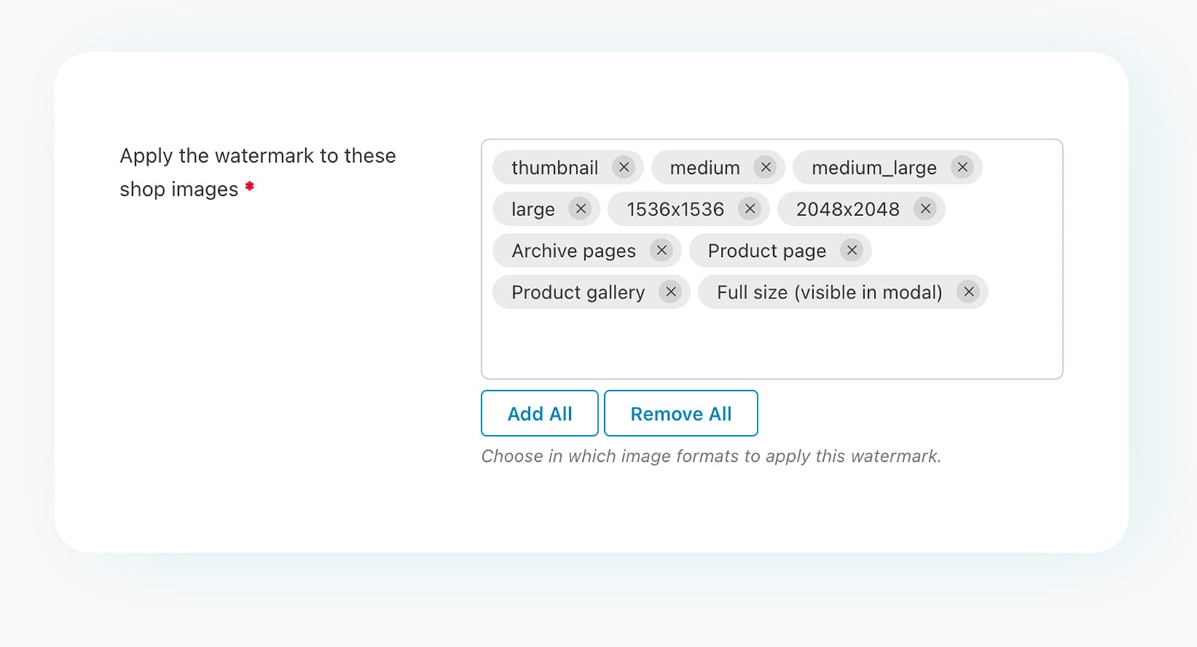 Apply watermark to shop images