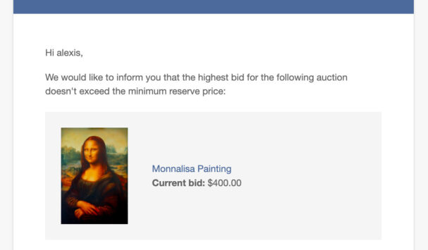 Auction reserve price not exceeded