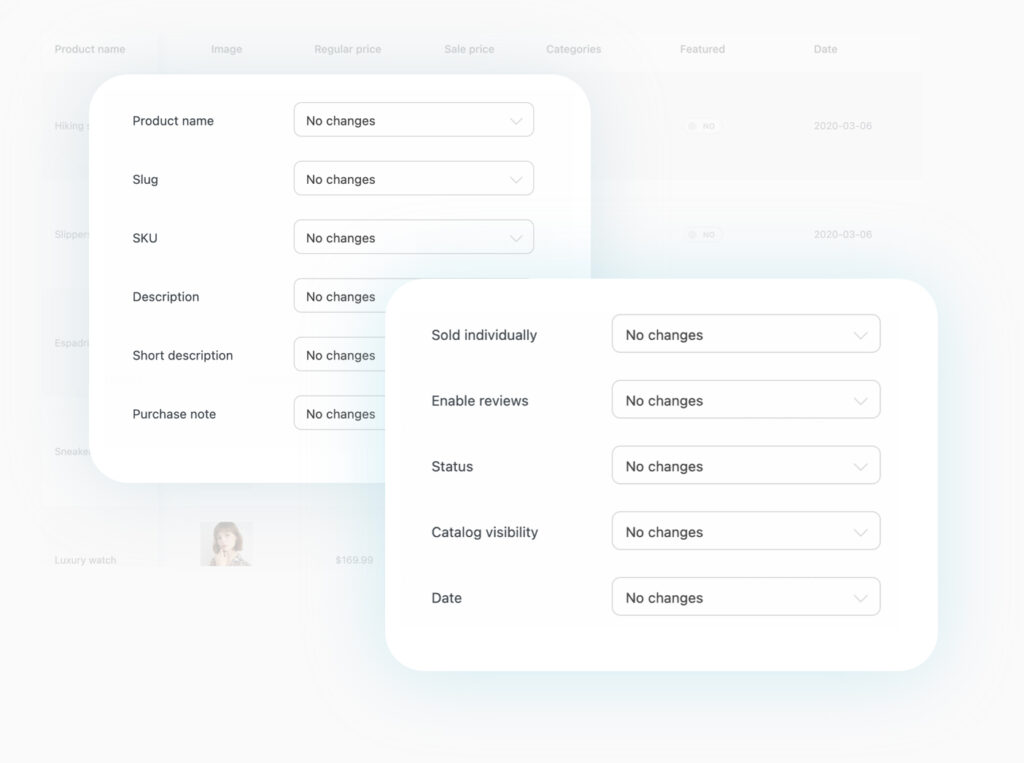 Bulk edit main product info