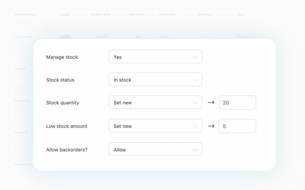 Bulk edit stock info