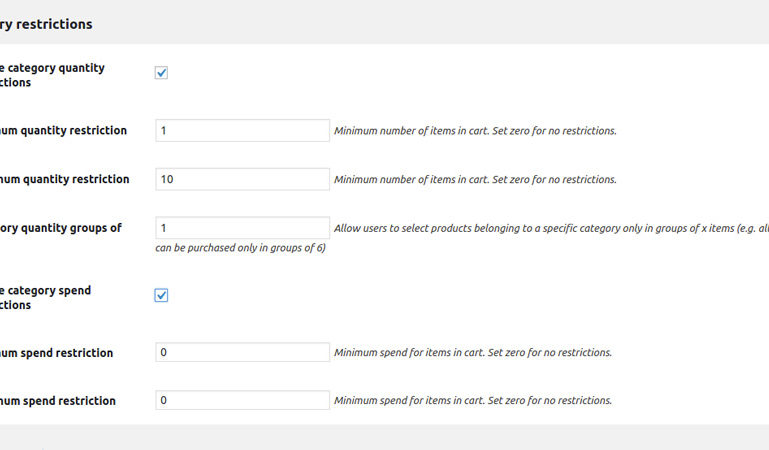 Category restrictions