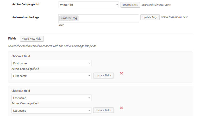Chooose list and fields