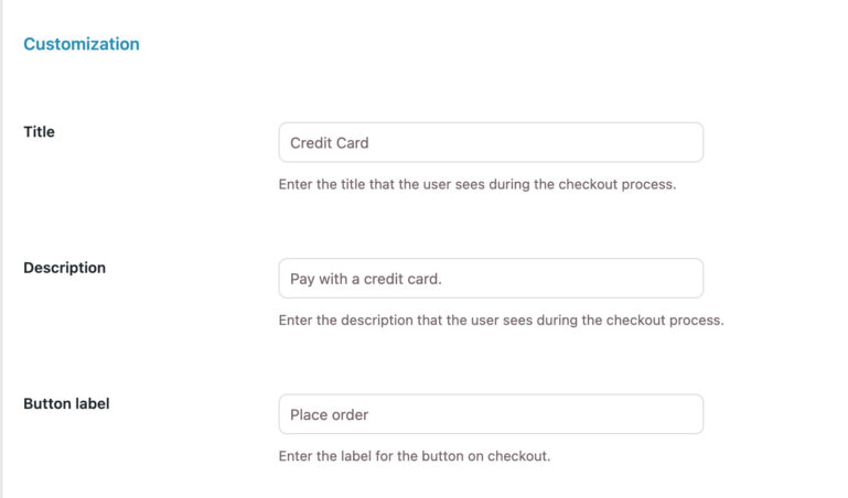 Customization options