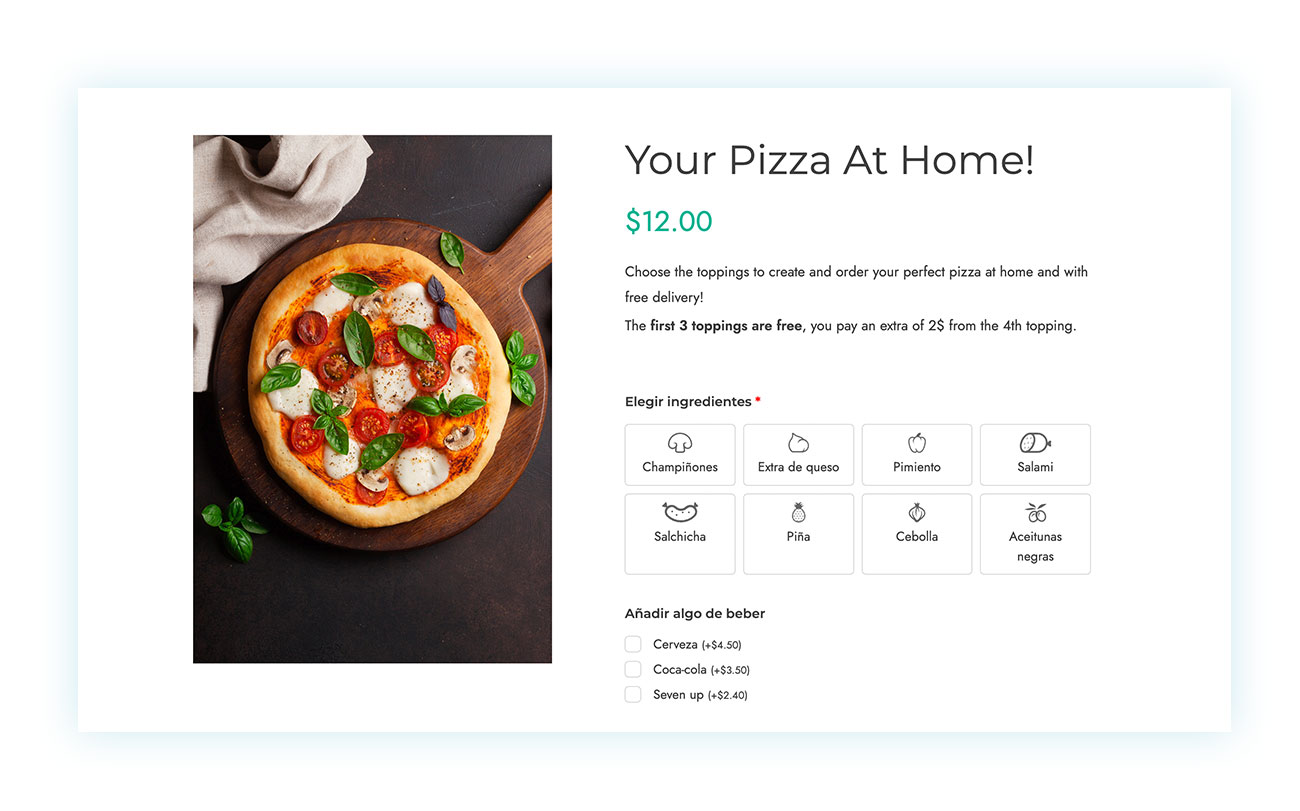 Ejemplo de pizza personalizada