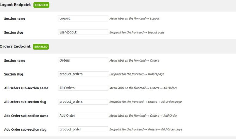 Logout / Orders endpoint
