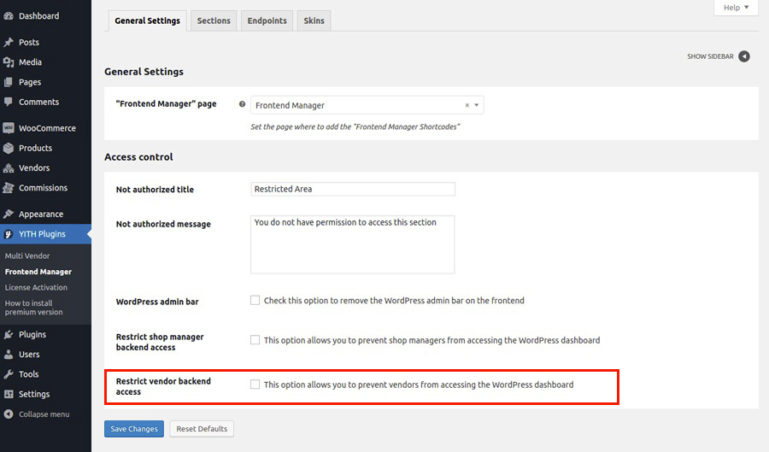 Restrict vendor backend access