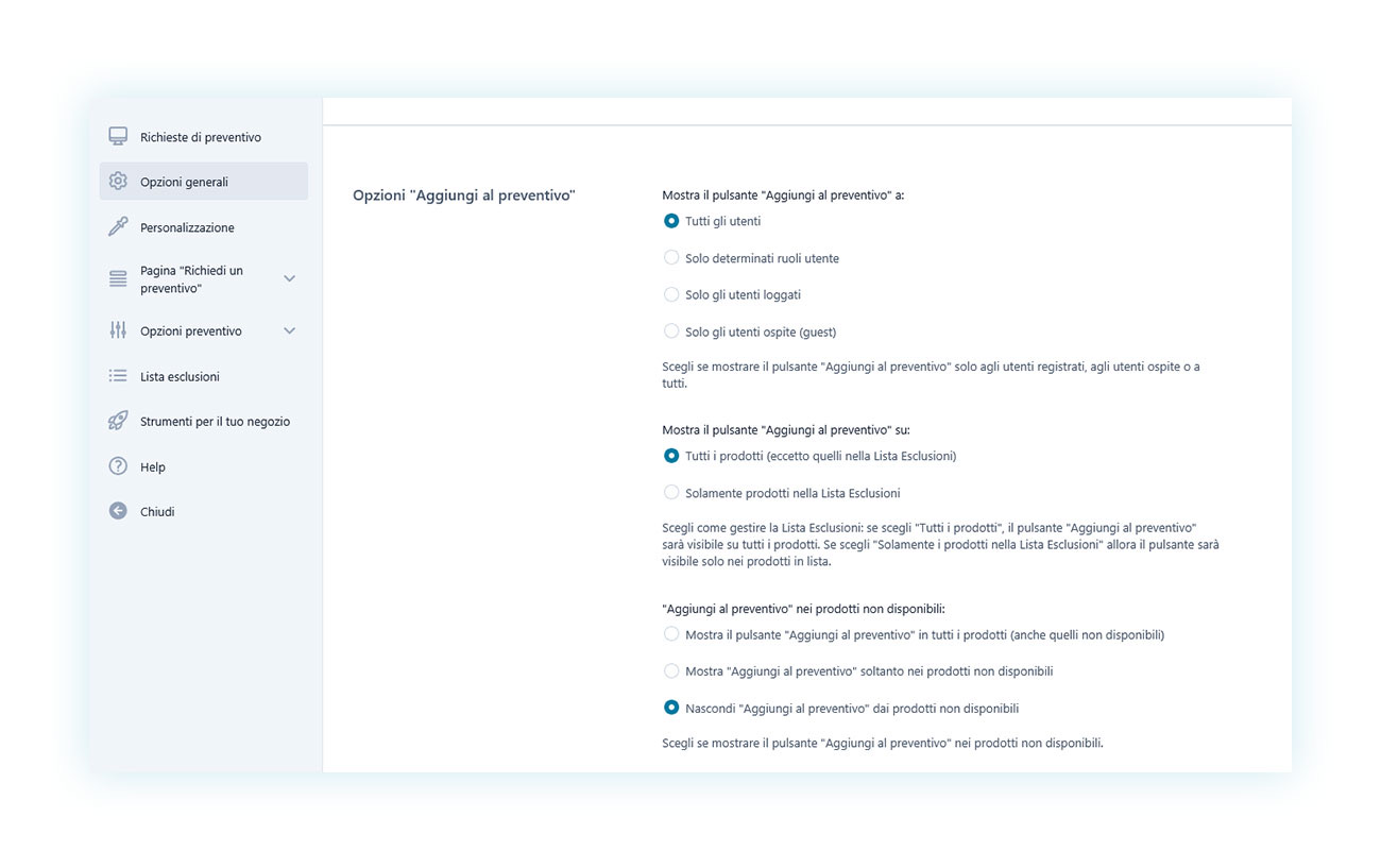 Impostazioni del plugin