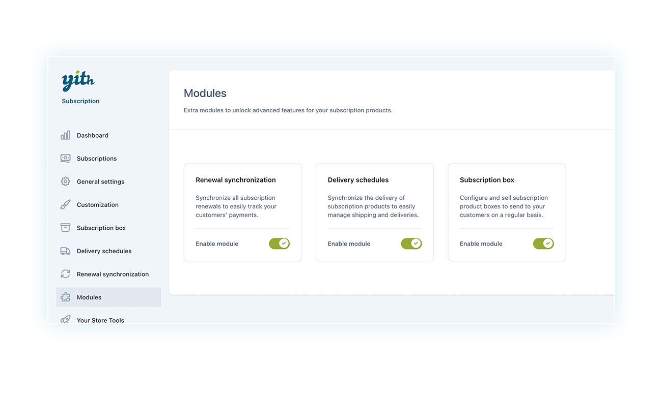 Modules of the plugin