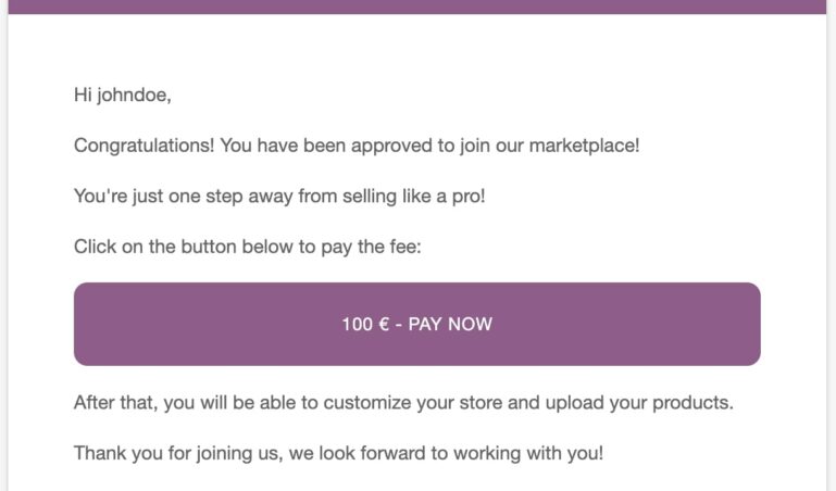 Registration fee email