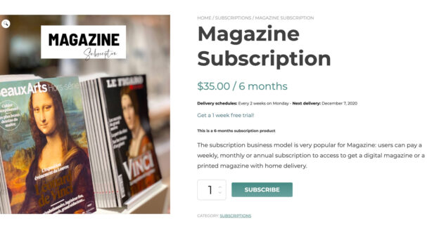 Subscription product with free trial