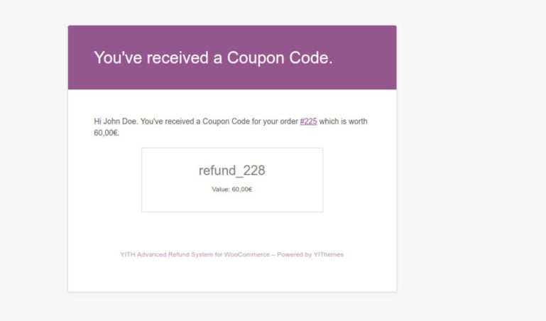 User email - Coupon code