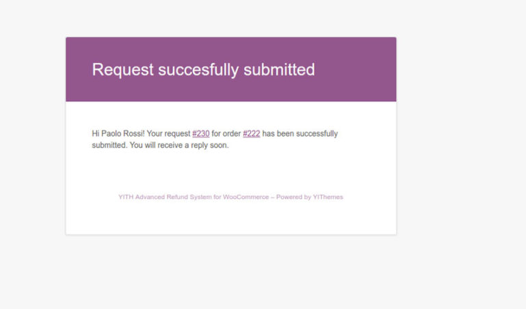 User email - Request sumbitted