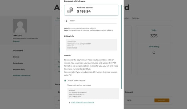 Commissions payment request