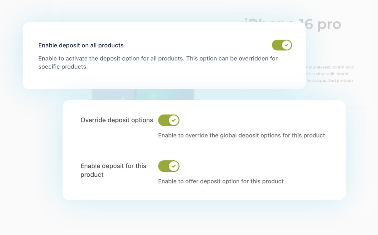 Deposit options management