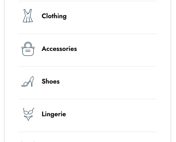 Accordion with category images