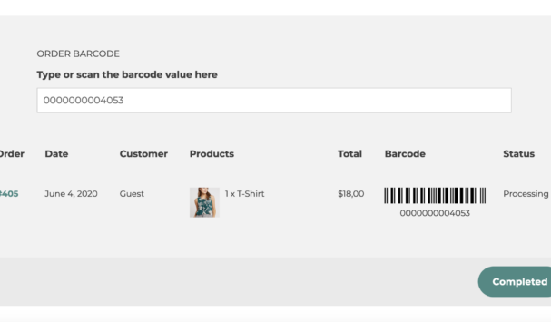 Order barcode shortcode